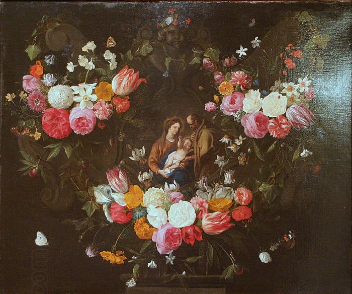 Jan Van Kessel Garland of Flowers with the Holy Family China oil painting art
